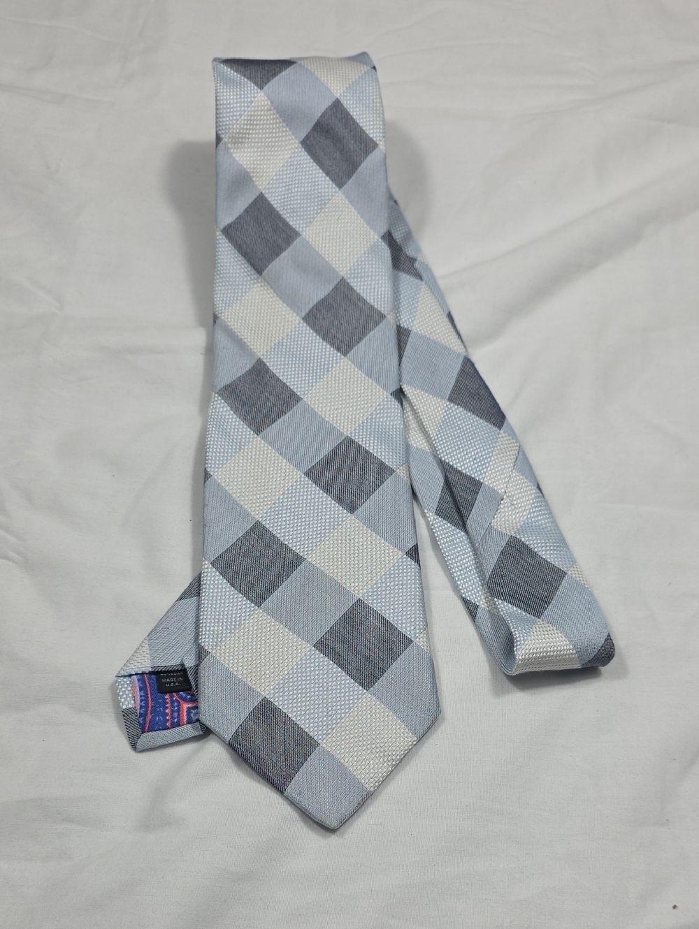 Ted Baker Light Blue and Gray Check Tie
